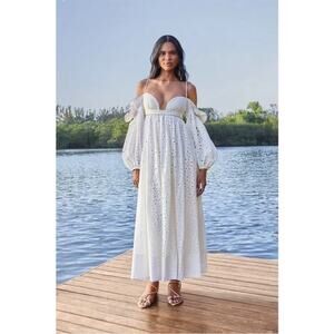 NWT Farm Rio Off-White 3D Flower Maxi Dress Size Medium